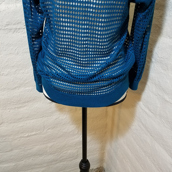 EXPRESS OPEN KNIT MESH TEAL BLUE SWEATER SMALL - Picture 5 of 5